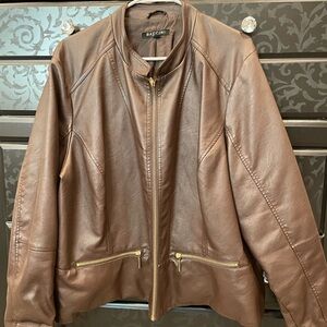 Baccini Women's Brown Faux Leather Jacket 3X